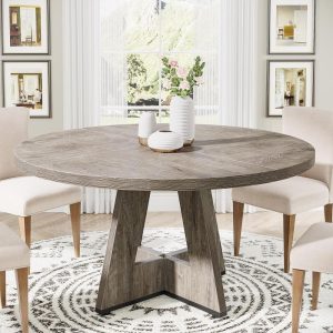 47″ Round Dining Table for 4, Farmhouse Kitchen Table Small Dinner Table Wood Kitchen Table for Dining Room Living Room  |  Kitchen and Dining Tables Kitchen & Dining Tables Black, Brown, Grey, Tan