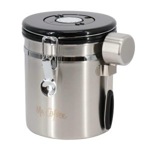 48 Ounce Stainless Steel Airtight Coffee Canister with Scoop  |  Kitchen Canisters Kitchen Canisters Kitchen Canisters