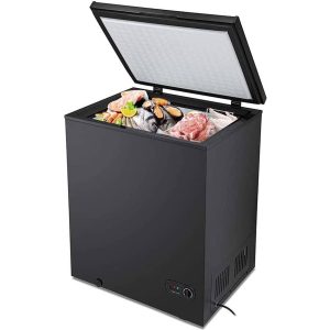 5.0 Cubic Feet Chest Freezer with Removable Basket Free White Black  |  Major Appliances Kitchen Appliances Black, White