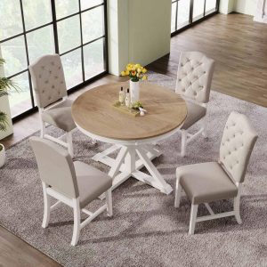 5-Piece Dining Set with Extandable Round Table  |  Kitchen and Dining Sets Kitchen & Dining Sets Kitchen & Dining Sets