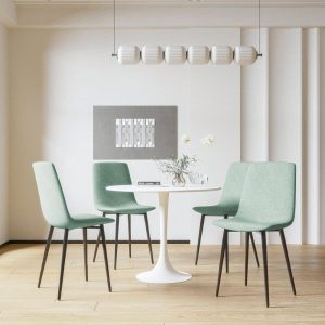 5 Pieces Dining Set, Round Dining Table with 4 Chairs  |  Kitchen and Dining Sets Kitchen & Dining Sets Brown, Green, White