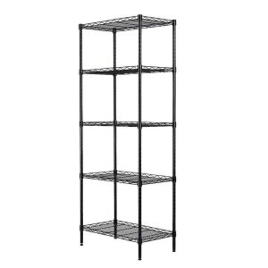 5 Tier Adjustable Wire Garage Shelf  |  Pot Racks Kitchen Storage Black