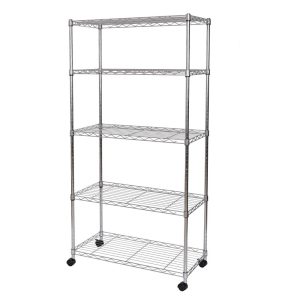 5-Tier Steel Wire Shelving with Wheels, 30″ W x 14″ D x 60″ H  |  Pantry Organizer Kitchen Storage Pantry Organizer