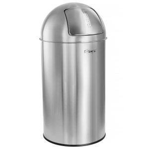 50 Liter Large 13 Gallon Push Lid Stainless Steel Cylindrical Home and Kitchen Trash Bin in Matte Silver  |  Kitchen Trash Cans Kitchen Storage Kitchen Trash Cans