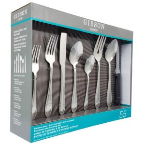 55 Piece Flatware Set in Silver  |  Flatware Dinnerware Flatware