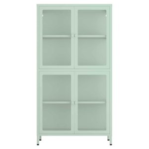 59”H Steel Storage Cabinet with Adjustable Shelves and Feet – N/A  |  Pantry Cabinets Kitchen Furniture Green, White