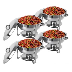 5Qt Stainless Steel Chafing Dish Round Chafer Buffet Catering Warmer Set  |  Serveware Dinnerware Serveware