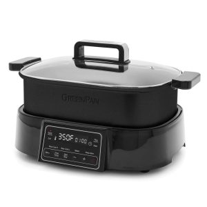 6.5QT Multi-Cooker Skillet Grill & Slow Cooker, 8-in-1 Presets to Saute,Steam, Grill, Stew,Slow Cook, Stir-Fry,Heat, & Cook Rice  |  Slow Cookers Kitchen Appliances Black