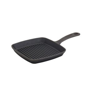 6.75inch Pre-seasoned Cast Iron Square Grill Pan  |  Grill Pans and Griddles Black