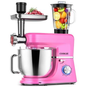 6-IN-1 Stand Mixer, 8.5 Qt. Multifunctional Electric Kitchen Mixer with 9 Accessories for Most Home Cooks, SM-1507BM, Pink  |  Mixers Kitchen Appliances Mixers