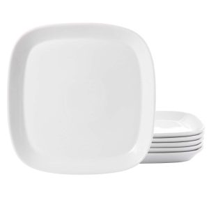 6 Piece 10 Inch Square Fine Ceramic Dinner Plate Set in White  |  Plates Dinnerware Plates