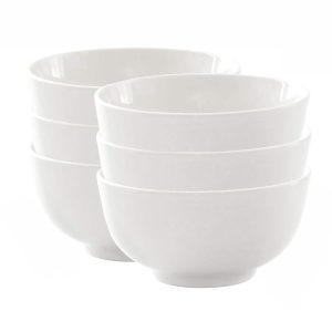 6 Piece 5 Inch Porcelain Cereal Bowl Set in White  |  Bowls Bowls Bowls