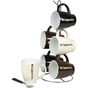 6-Piece Ceramic Mug Set With Stand  |  Mugs Dinnerware Mugs