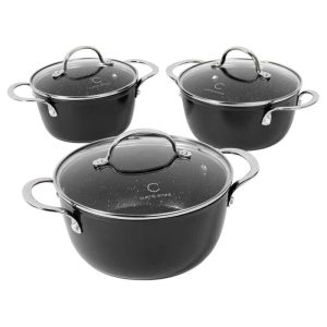 6-piece Dura-Pan+ Nesting Saucepan Set Refurbished  |  Cookware Sets Cookware Sets Black, Red