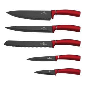 6-Piece Knife Set with Magnetic Hanger, Burgundy Collection  |  Cutlery Cutlery Cutlery