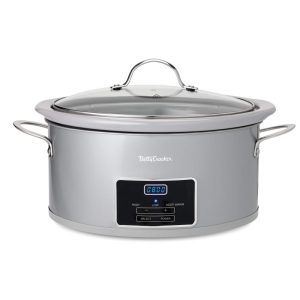 6-Quart Oval Digital Slow Cooker, Programmable Crock Pot Up to 20 Hours, Silver  |  Slow Cookers Kitchen Appliances Silver