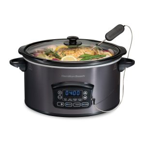 6 Quart Programmable Defrost Slow Cooker with Temperature Probe  |  Slow Cookers Kitchen Appliances Grey