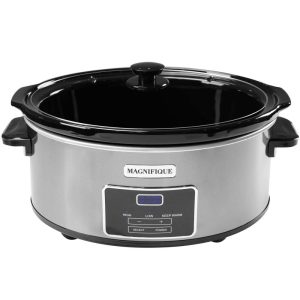 6 Quart Programmable Slow Cooker, Kitchen Appliances  |  Slow Cookers Kitchen Appliances Grey, Silver