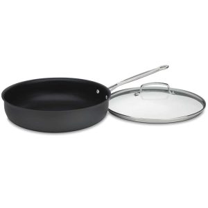 622-30DF Chef’s Classic Nonstick Hard-Anodized 12-Inch Deep Fry Pan with Cover  |  Pots and Pans Pots & Pans Black