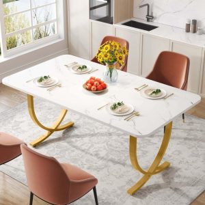 63 Inch White Rectangular Dining Table for 4 to 6  |  Kitchen and Dining Tables Kitchen & Dining Tables Kitchen & Dining Tables