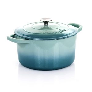 7 Quart Enameled Cast Iron Dutch Oven in Arctic Teal  |  Pots and Pans Pots & Pans Blue