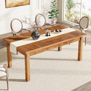 70.86″ Wood Dining Table for 6-8 People with Thickened Solid Wood Legs  |  Kitchen and Dining Tables Kitchen & Dining Tables Brown