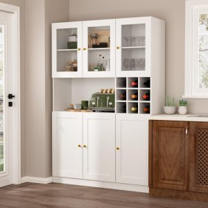 70.9″H Kitchen Pantry Wine Storage Cabinet Storage Acrylic Glass  |  Pantry Cabinets Kitchen Furniture Pantry Cabinets