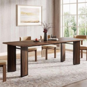 78.8 Inch Extra Long Rectangular Dining Table for 6-8 People  |  Kitchen and Dining Tables Kitchen & Dining Tables Brown