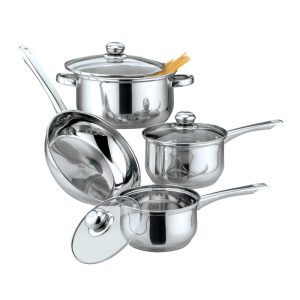 7pc Stainless Steel Cookware Set – 2 QT, 3 QT SAUCEPAN, 5 QT & 9.5″ FRYPAN  |  Cookware Sets Cookware Sets Cookware Sets