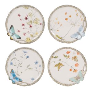 8.5-in Set of 4 Butterfly Fields Brunch Plates – 8.5-in dia  |  Plates Dinnerware Multi