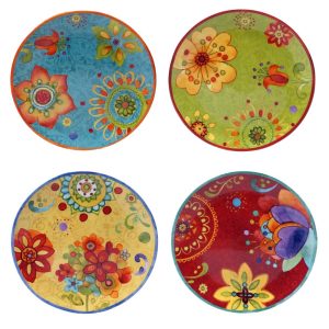 8.75″ Salad/Dessert Plates (Set of 4)  |  Plates Dinnerware Green, Red, Yellow