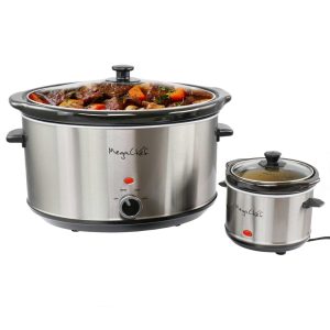 8 Quart Slow Cooker with Bouns Mini 0.6 Quart Warmer – N/A  |  Slow Cookers Kitchen Appliances Silver