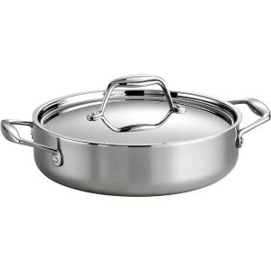 80116/009DS 3-Quart Tri-Ply Clad Covered Braiser, Stainless Steel  |  Pots and Pans Pots & Pans Pots & Pans