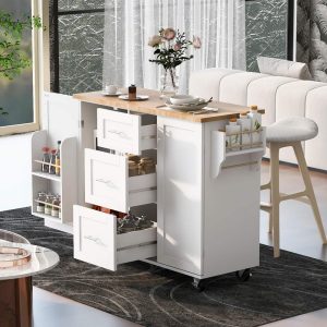 A Mobile Kitchen Island,Storage, Adjustable Shelves, Wheels  |  Kitchen Carts Kitchen Carts Black, Grey, White