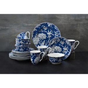 Adelaide 16-Piece Porcelain Dinnerware Set, Dark Blue  |  Dinnerware Sets Dinnerware Blue