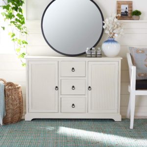 Adiland Distressed White 2 Door 3-Drawer Sideboard. – 45″ W x 11″ D x 30″ H  |  Buffets and Sideboards Buffets & Sideboards Buffets & Sideboards