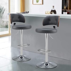 Adjustable Swivel Barstools, Counter Stool with Round Seat – 33.86″-42.13″H x 19.69″W  |  Counter and Bar Stools Counter & Bar Stools Black, Grey, Off-White, White