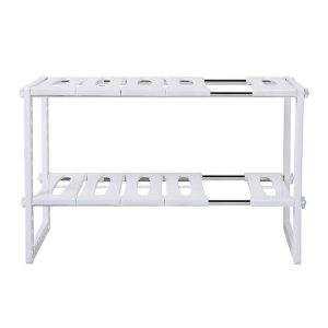 Adjustable Under Sink Storage Shelf with 2 Layers  |  Pot Racks Kitchen Storage Pot Racks