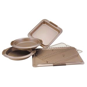 Advanced Nonstick Bakeware Set with Silicone Grips, 5-Piece, Bronze  |  Bakeware Bakeware Bakeware