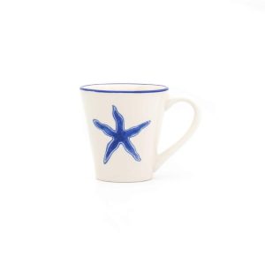 Ahoy Nautical Stoneware Assorted Mugs (Set of 4)  |  Mugs Dinnerware Blue, Navy, White