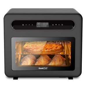 Air Fryer Toast Oven Combo 26 QT Steam Convection Oven Countertop 50 Cooking Presets with 6 Slice Toast 12″ Pizza Black  |  Toaster Ovens Kitchen Appliances Black