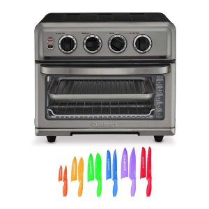 Air Fryer Toaster Oven with Grill (Black Stainless) with Knife Set  |  Toaster Ovens Kitchen Appliances Black