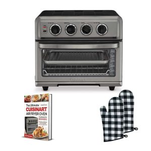 Airfryer Toaster Oven with Grill (Black) w/ Cookbook & Mitt  |  Toaster Ovens Kitchen Appliances Black