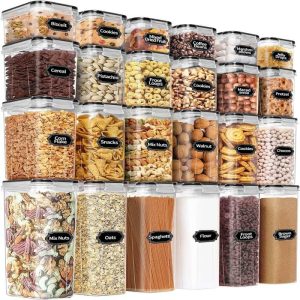 Airtight Food Storage Containers Set – 24 PCS  |  Kitchen Canisters Kitchen Canisters Black, Grey