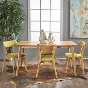 Alma Mid-Century 5-piece Wood Rectangle Dining Set by   |  Kitchen and Dining Sets Kitchen & Dining Sets Beige, Blue, Brown, Green, Grey, Natural