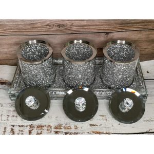 Ambrose Exquisite Tea, Sugar, Coffee Canisters with Tray in Gift Box  |  Kitchen Canisters Kitchen Canisters Black, Gold, Silver