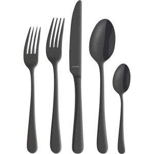 Amefa Austin 20 Piece Flatware Set Service for 4  |  Flatware Dinnerware Black, Gold