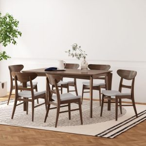 Amesbury Wood 7 Piece Dining Set by   |  Kitchen and Dining Sets Kitchen & Dining Sets Beige, Green, Grey