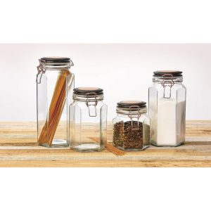 Amici Home Adler Collection Hermetic Preserving Glass Canister  |  Kitchen Canisters Kitchen Canisters Black, Clear