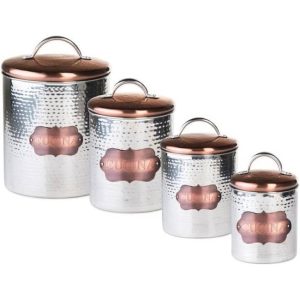 Amici Home Cucina Collection Storage Canister Silver andBronze  |  Kitchen Canisters Kitchen Canisters Brown, Silver